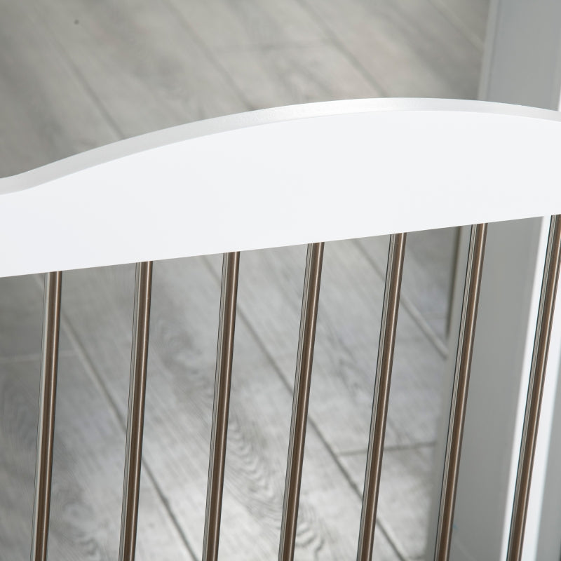 Foldable Dog Gate, Freestanding with Two Support Feet, White