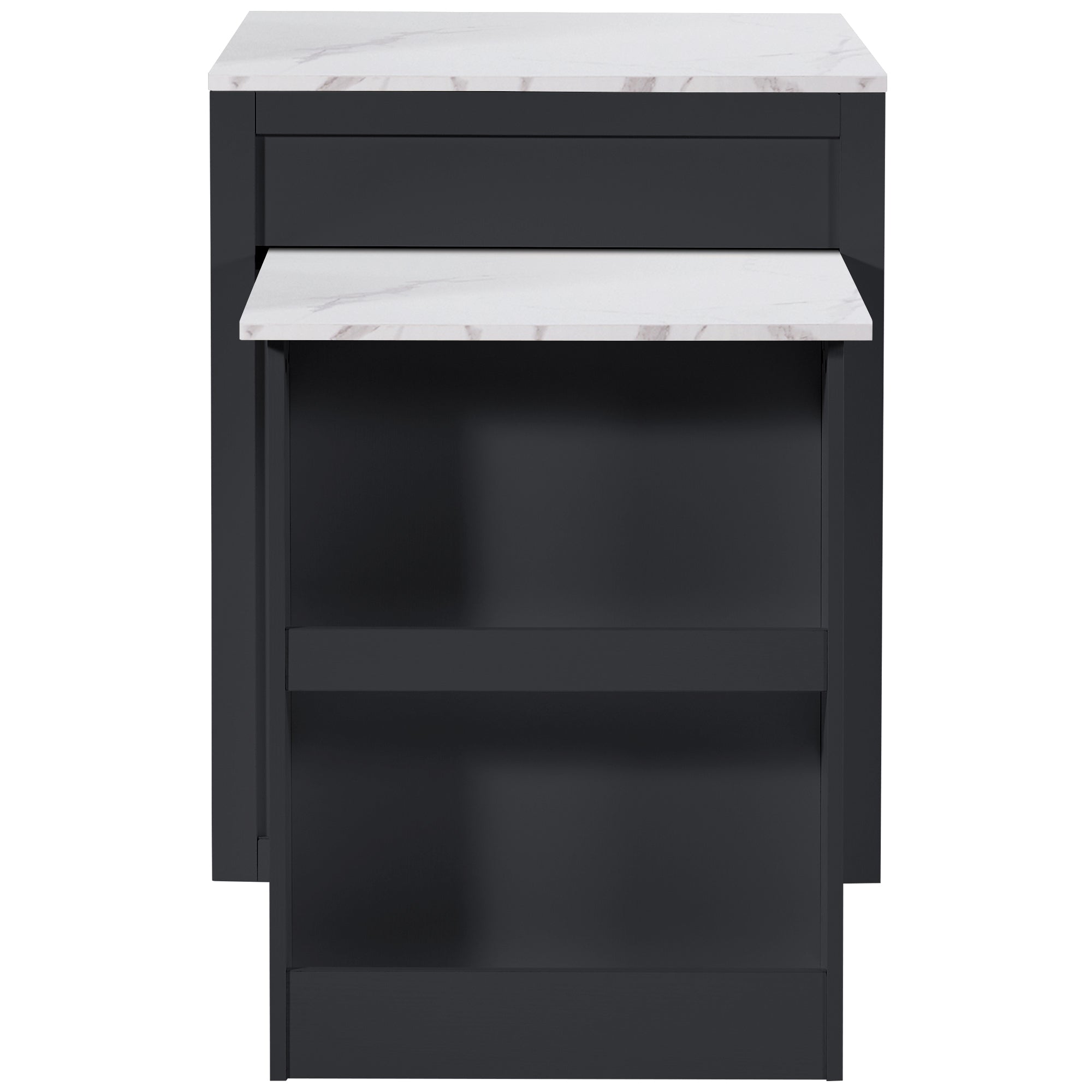 Extendable Bar Table Kitchen Island with Storage, 2 Drawers & Shelves - Black