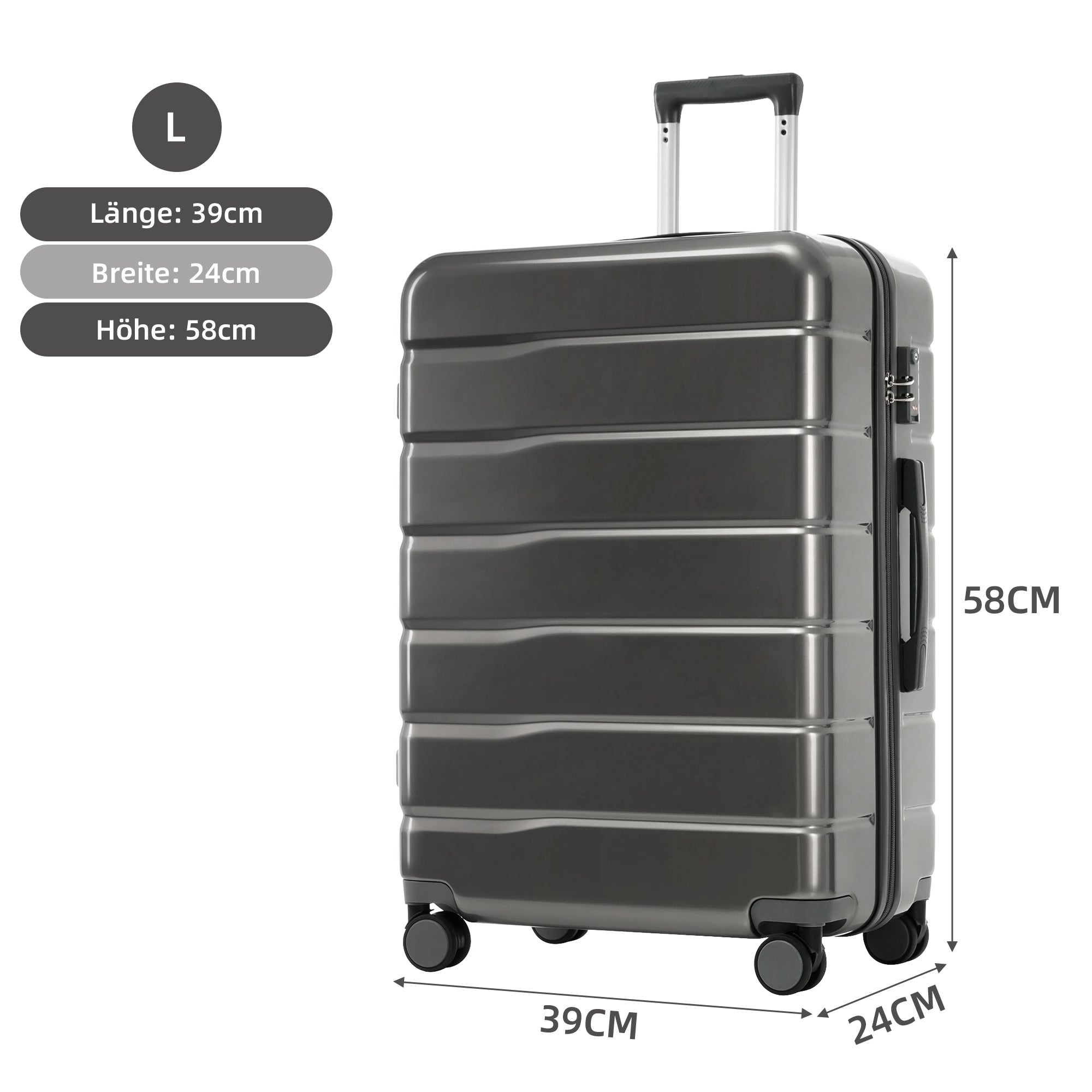M-L-XL Suitcase Set (20"&24"&28") with Double 360° Swivel Wheels, TSA Lock, ABS+PC Material