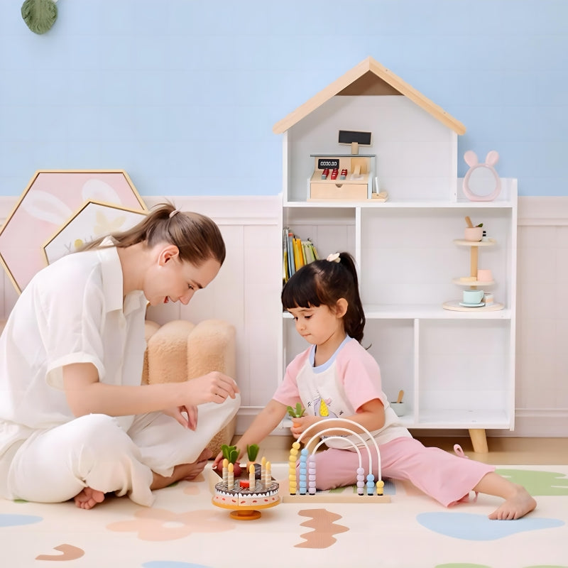 Three-Tier Toy Storage Shelf Kids Bookcase Six Cubes White