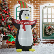 Inflatable Penguin & Christmas Banner, 8ft, LED Lights, Weather-Resistant Shell