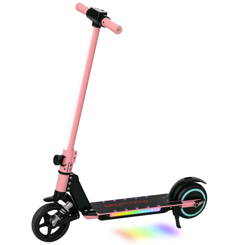 SPORTNOW Folding Electric Scooter with Dual Brakes, Front Suspension, LED Lights, Pink