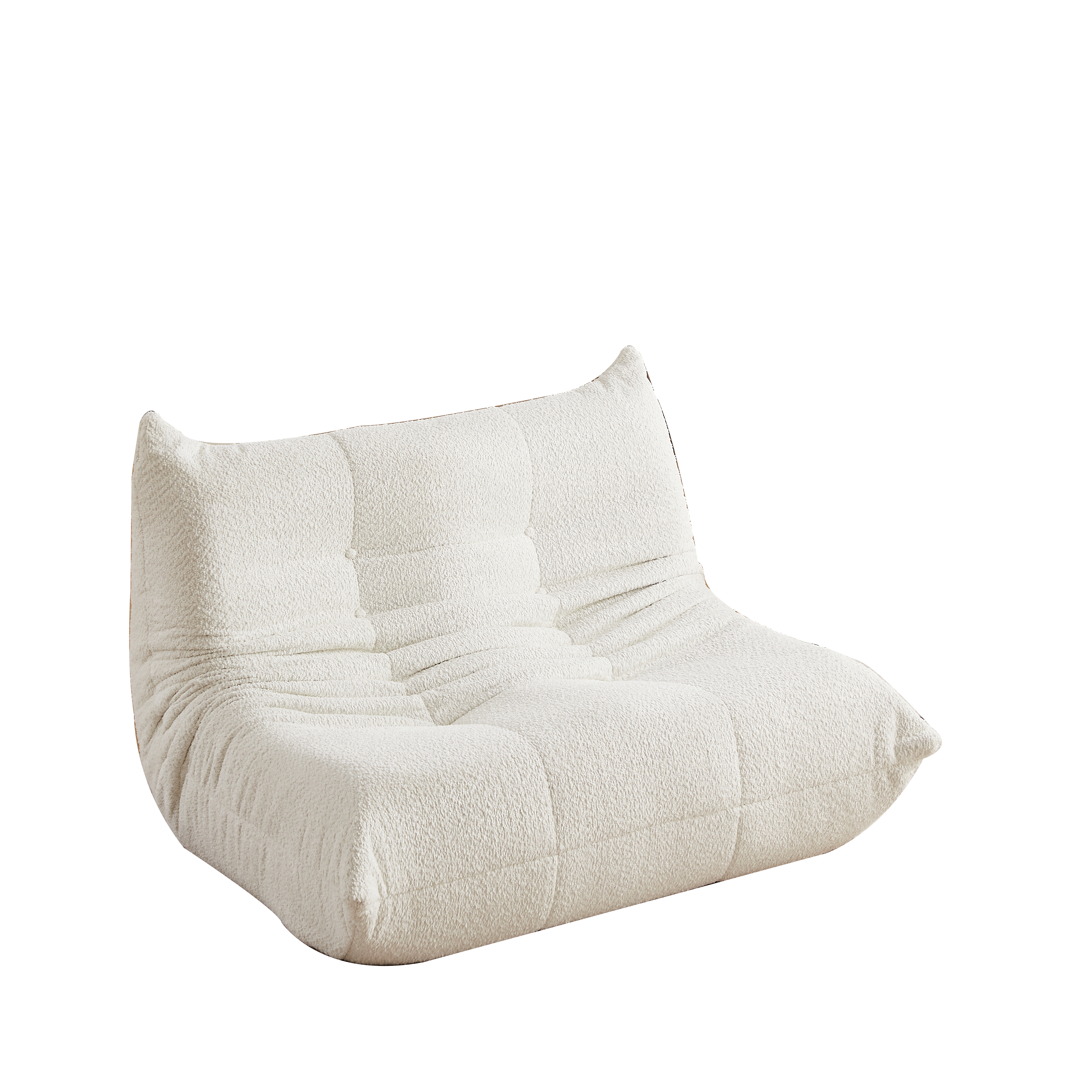 Togo Two-Seater Sofa with Memory Foam and Floor Lounge Design, Chenille