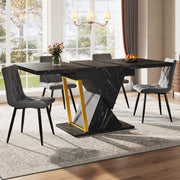 Extendable Dining Table 110-140x80cm 6 Seater Wood - Black