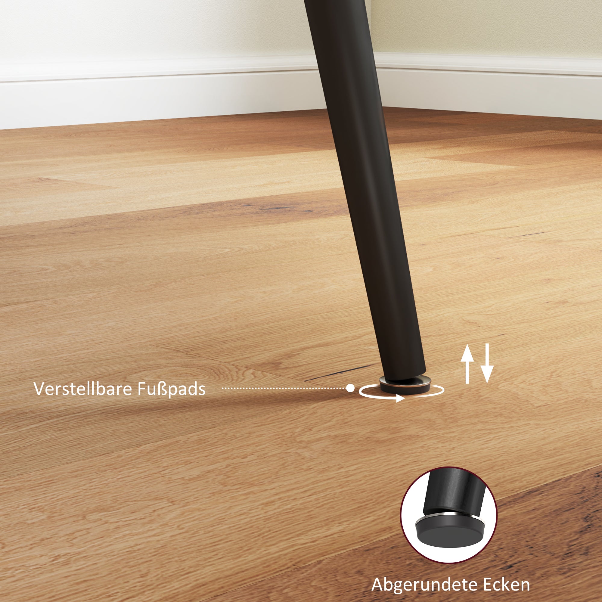 Extendable Dining Table 120/160 cm, 6-8 Person Kitchen Table Steel Legs, Natural Finish