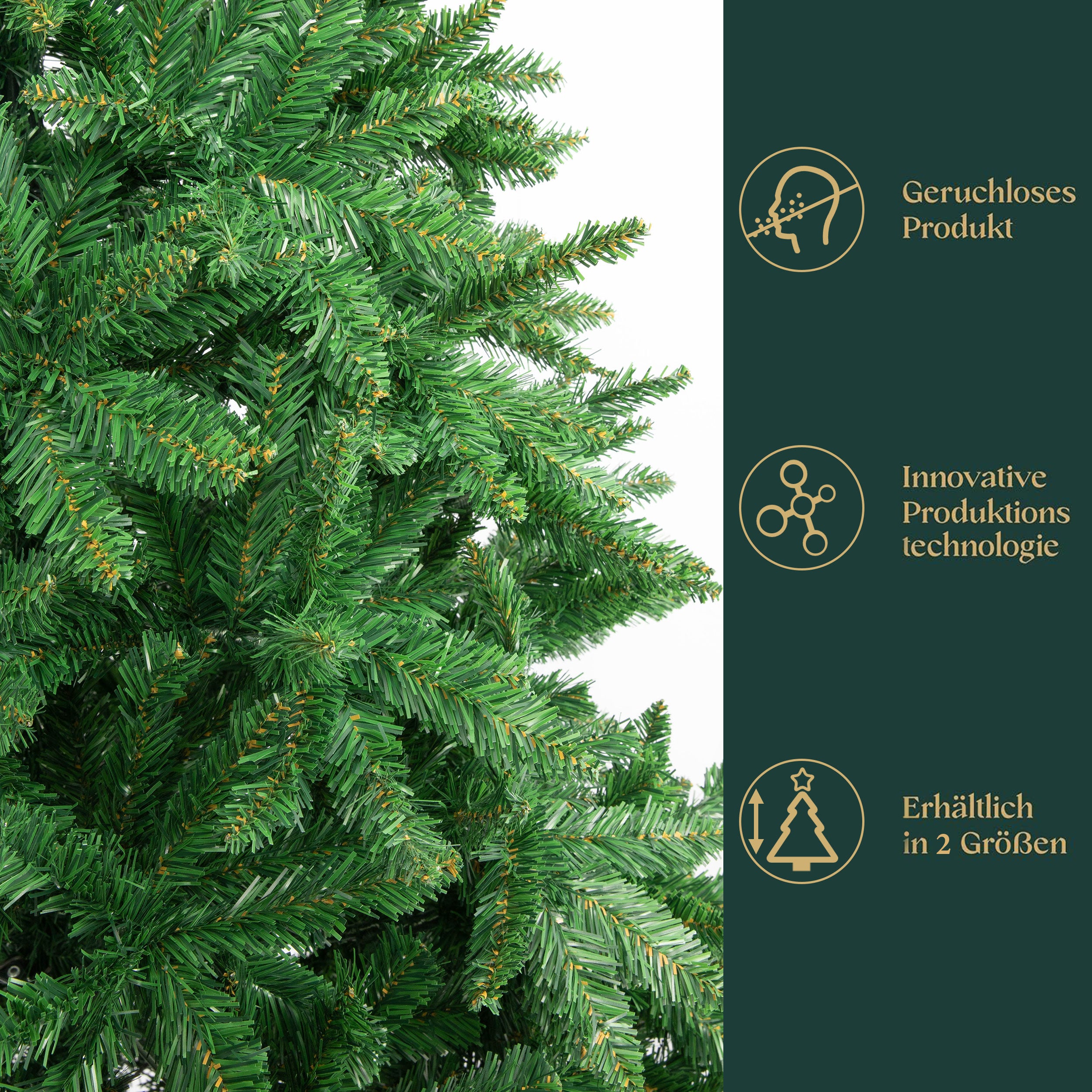 Artificial Christmas Tree 180cm, 1097 Tips, with Lights & Stand, PVC