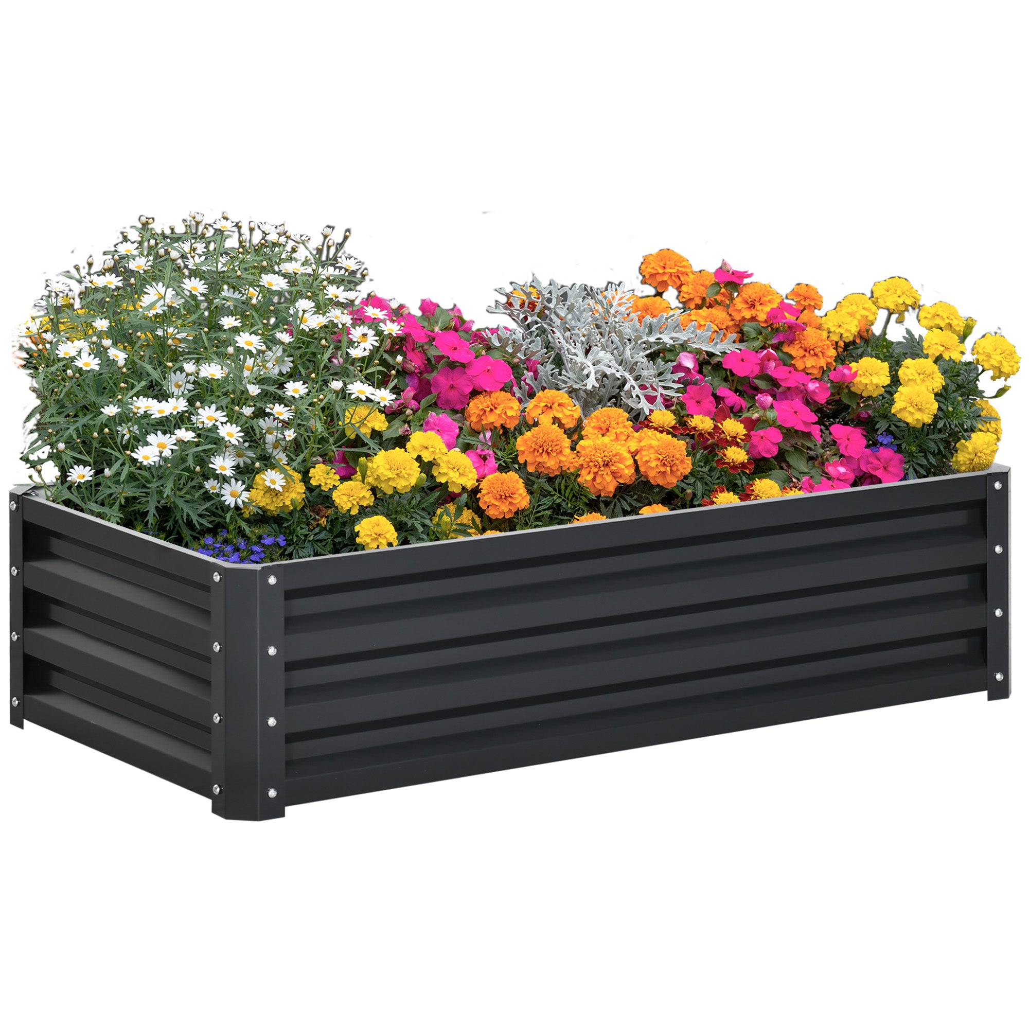 Raised Beds Galvanized Outdoor Planters for Herbs and Vegetables, Grey