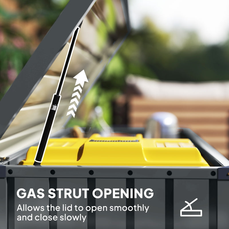 400L Garden Storage Box Lockable Galvanised Steel DARK GREY