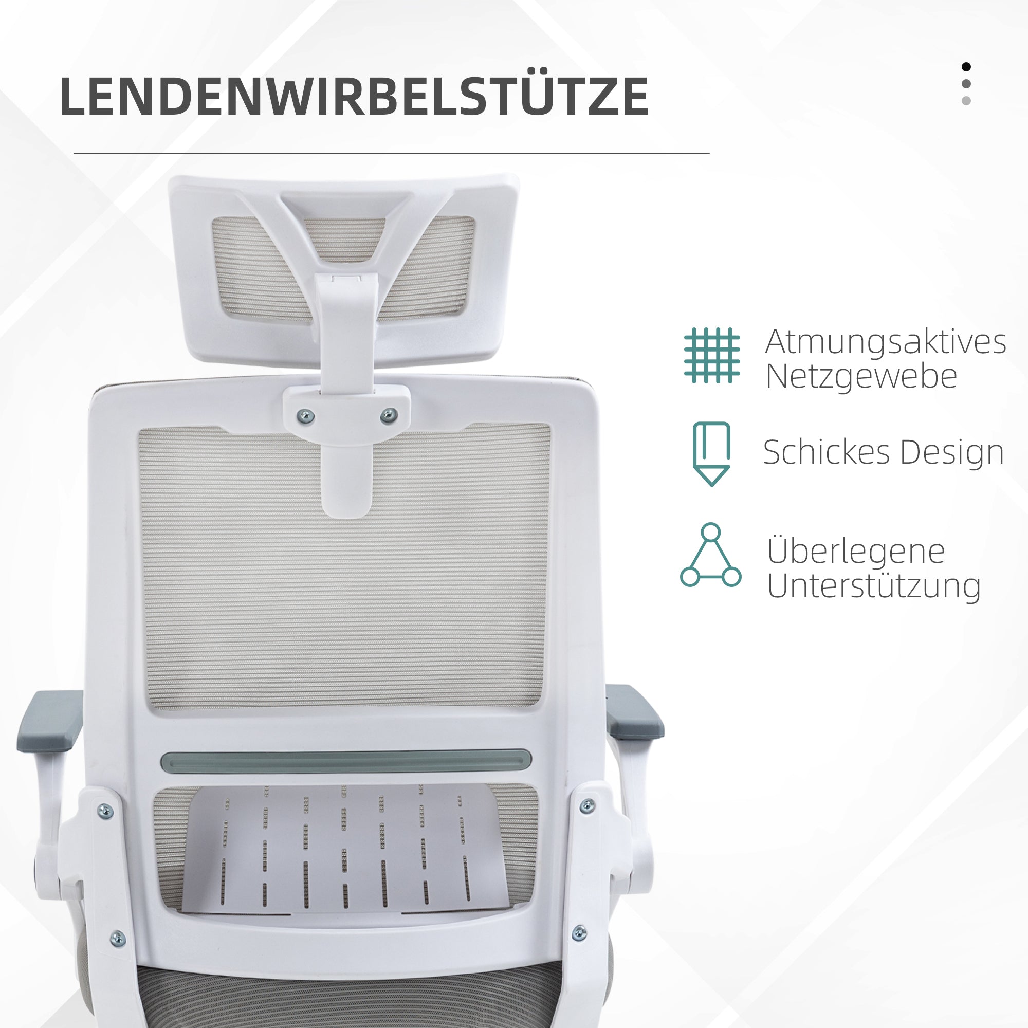 Office Chair Ergonomic Swivel, Adjustable Headrest, Armrests & Lumbar Support, Mesh