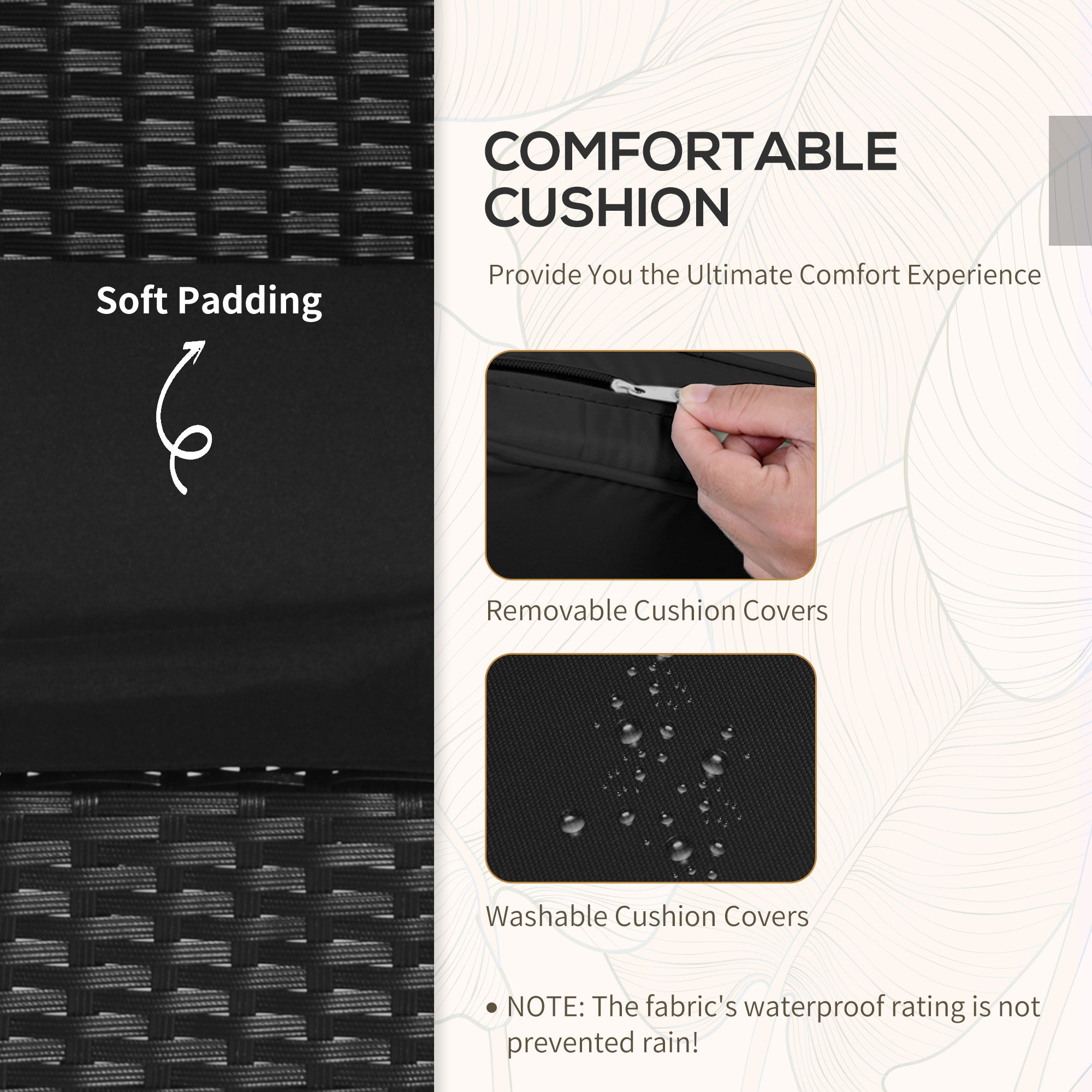 2 Seater Rattan Coffee Set 3 Piece Bistro with Glass Top Black Wicker