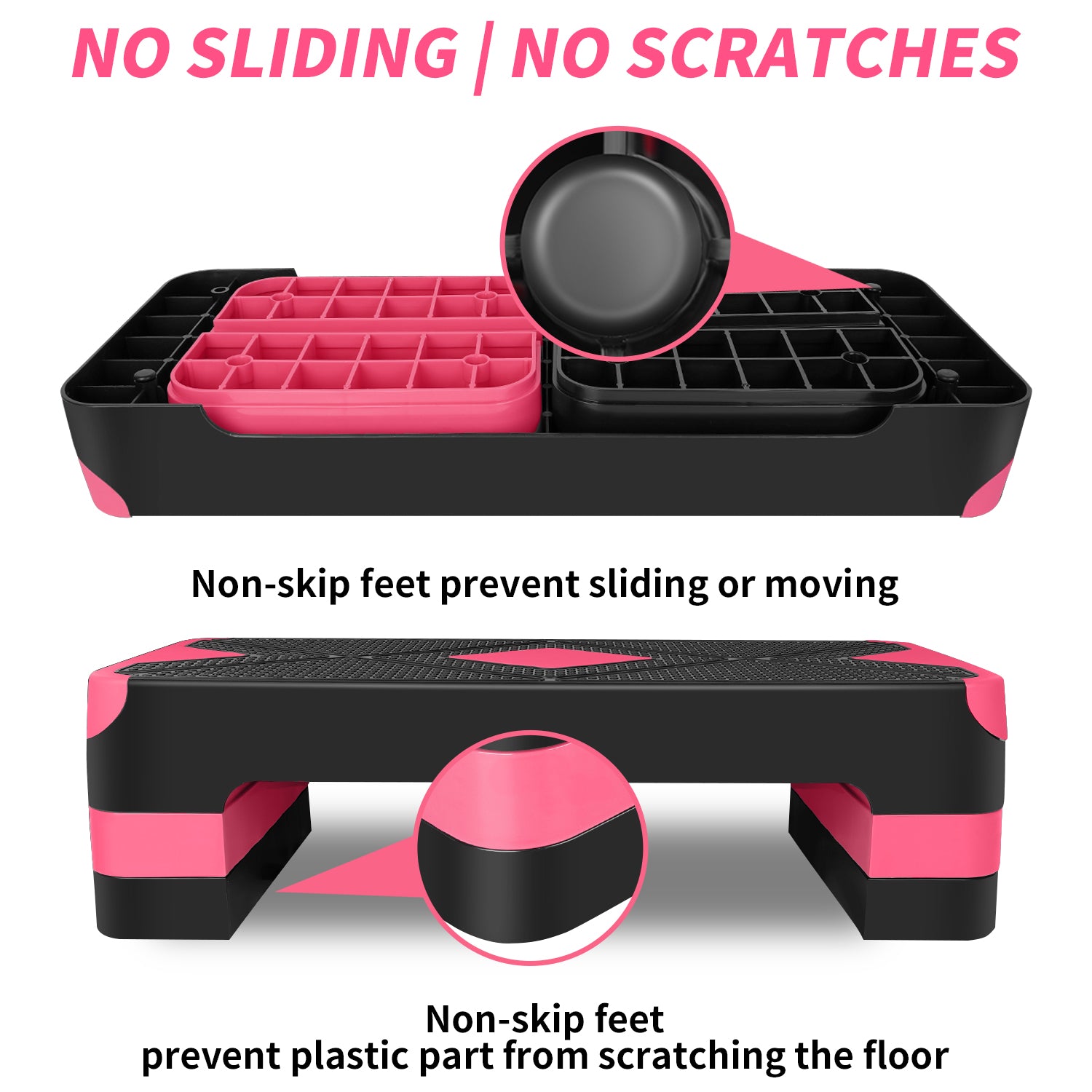 Aerobic Stepper Adjustable 68.5cm/27" Step Deck with 3 Height Risers