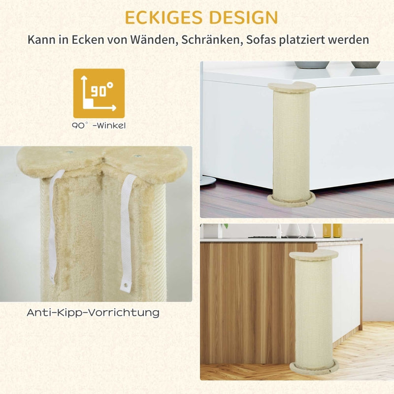 Corner Cat Scratching Board, Space-Saving, Cream White