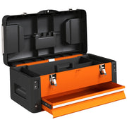 Tool Box with Drawer, Storage Compartment, Steel, Orange