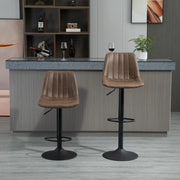Bar Stools, Height Adjustable Swivel Chair, Brown Polyester