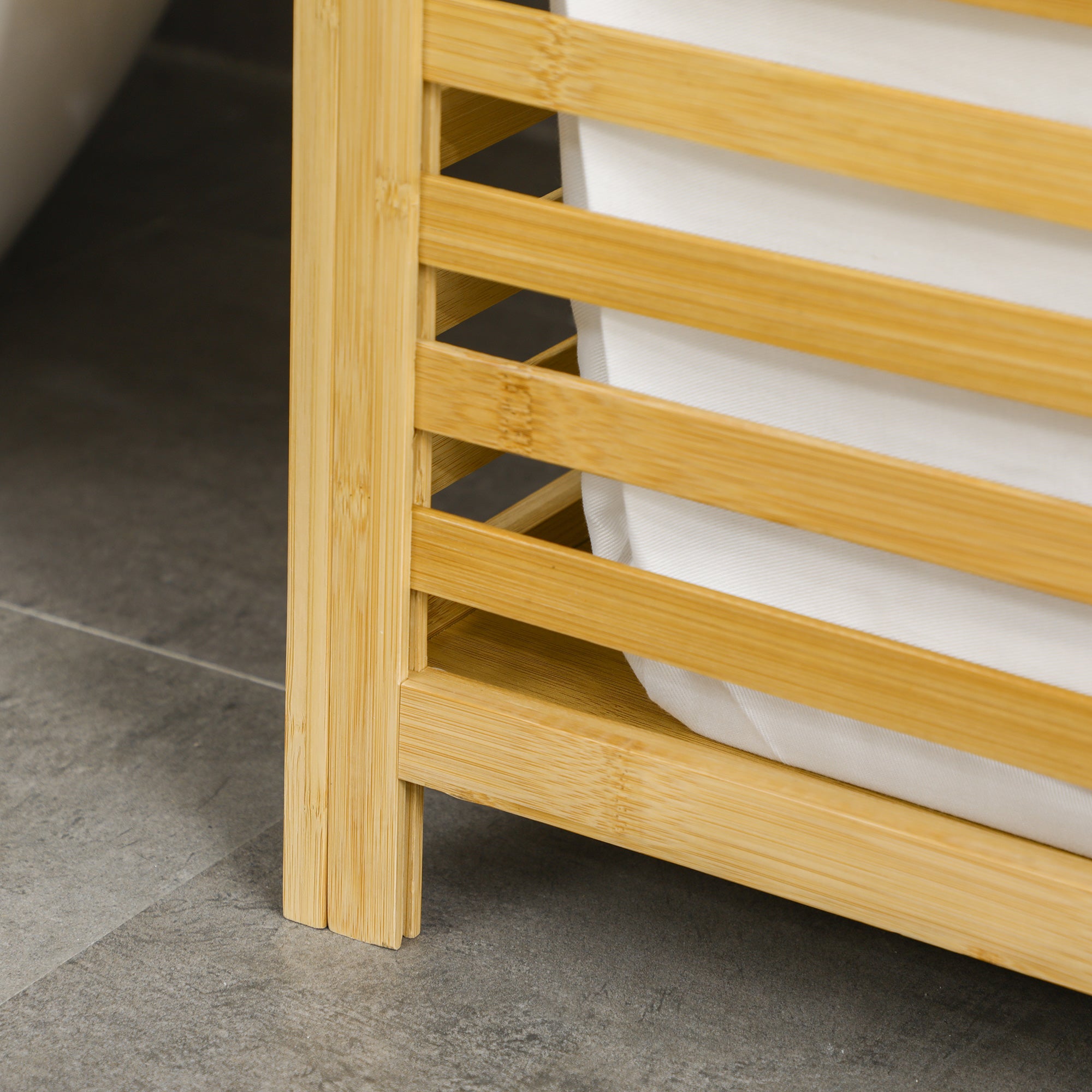 Laundry Basket 55L with Lid and Removable Bag, Bamboo