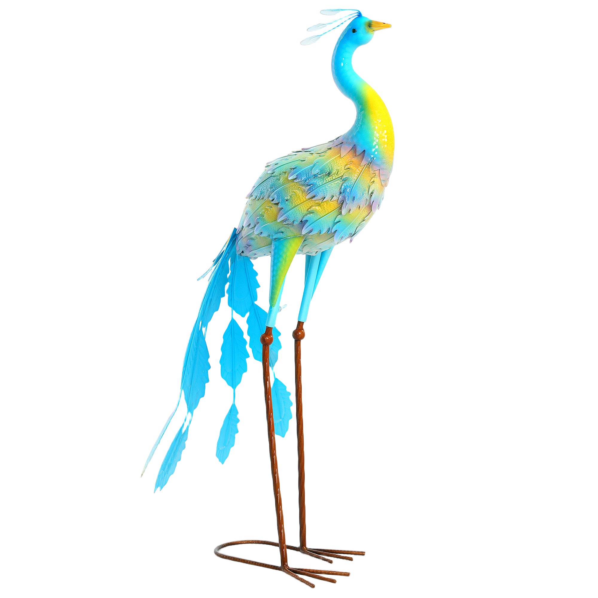 Peacock Garden Statue, Standing Metal Ornament with Stakes, Multi-Colour