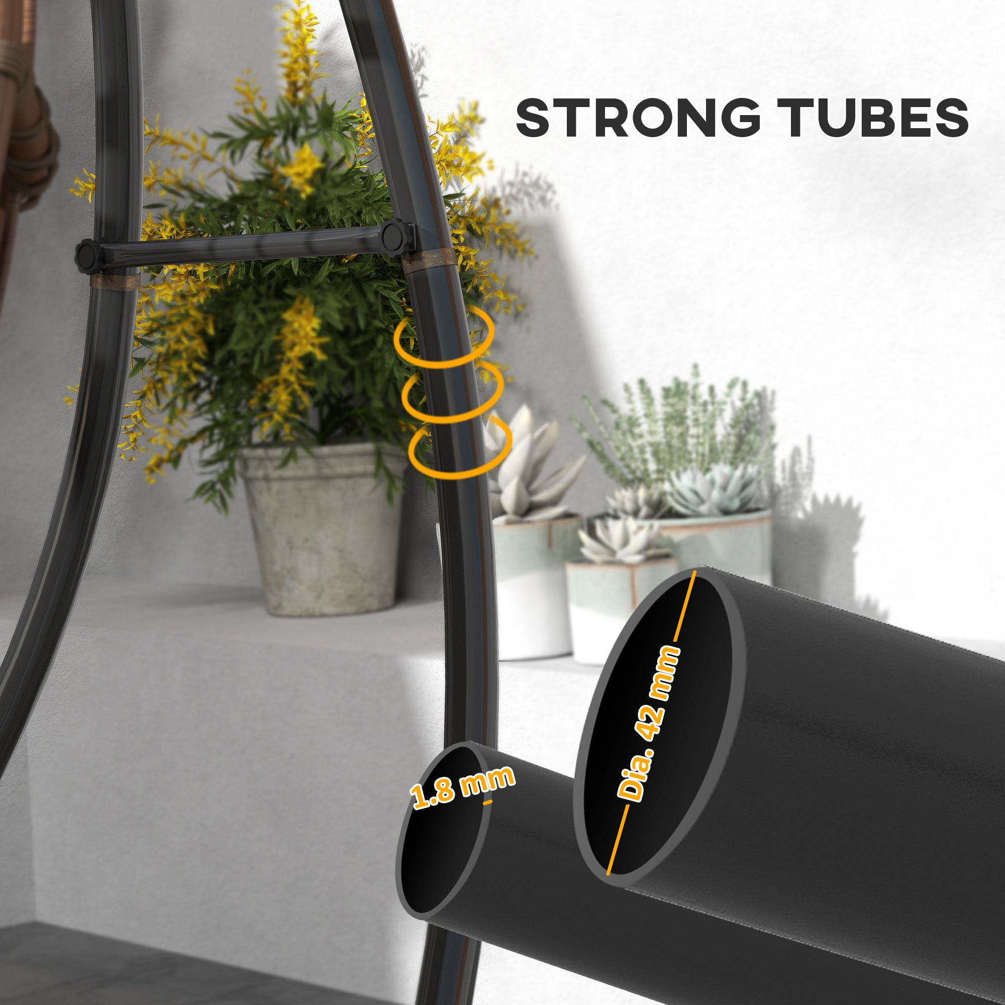 Hammock Chair Stand, Heavy Duty with Extra Large Base, 150 KG Load Capacity, Metal Black