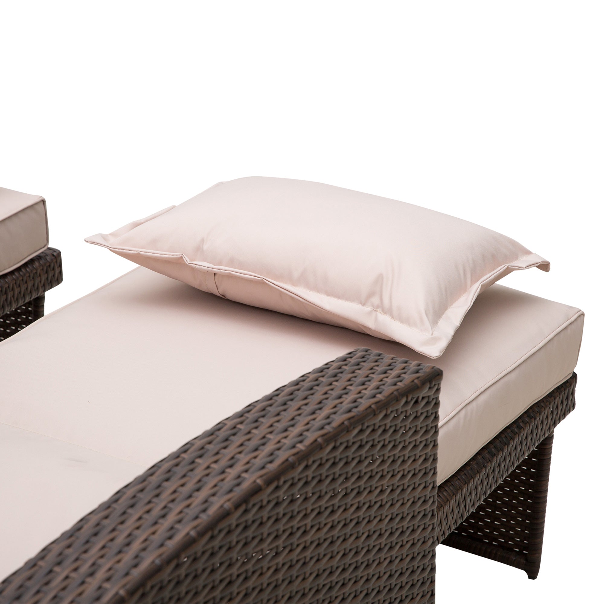 2-Seater Sofa Lounger Set, Rattan, Brown