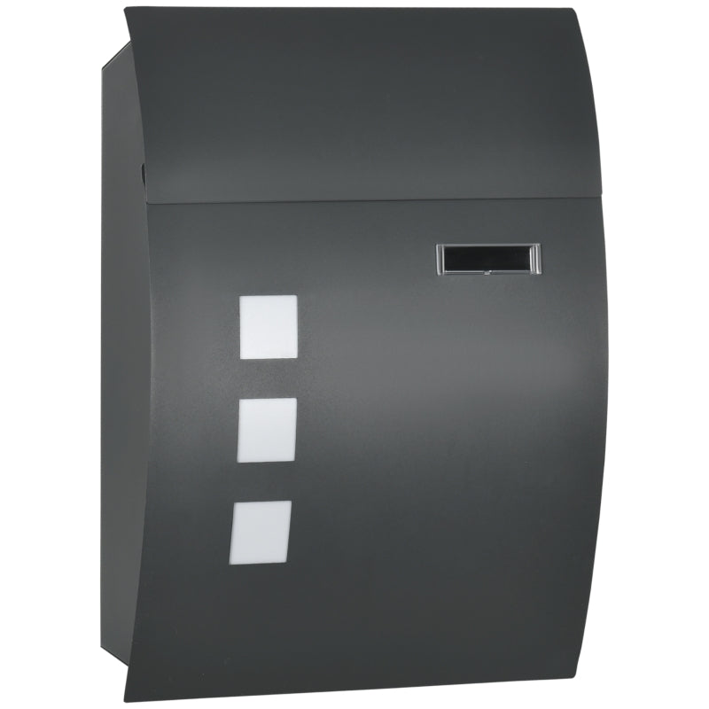 Wall Mounted Letter Box, Weatherproof Post Box with 2 Keys, Anthracite Grey