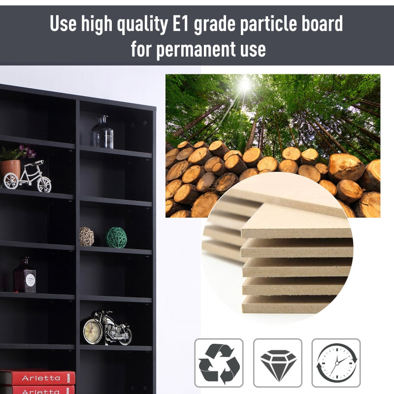 1116 CD/ 528 DVD Storage Unit, Adjustable Wooden Display Shelf, Black