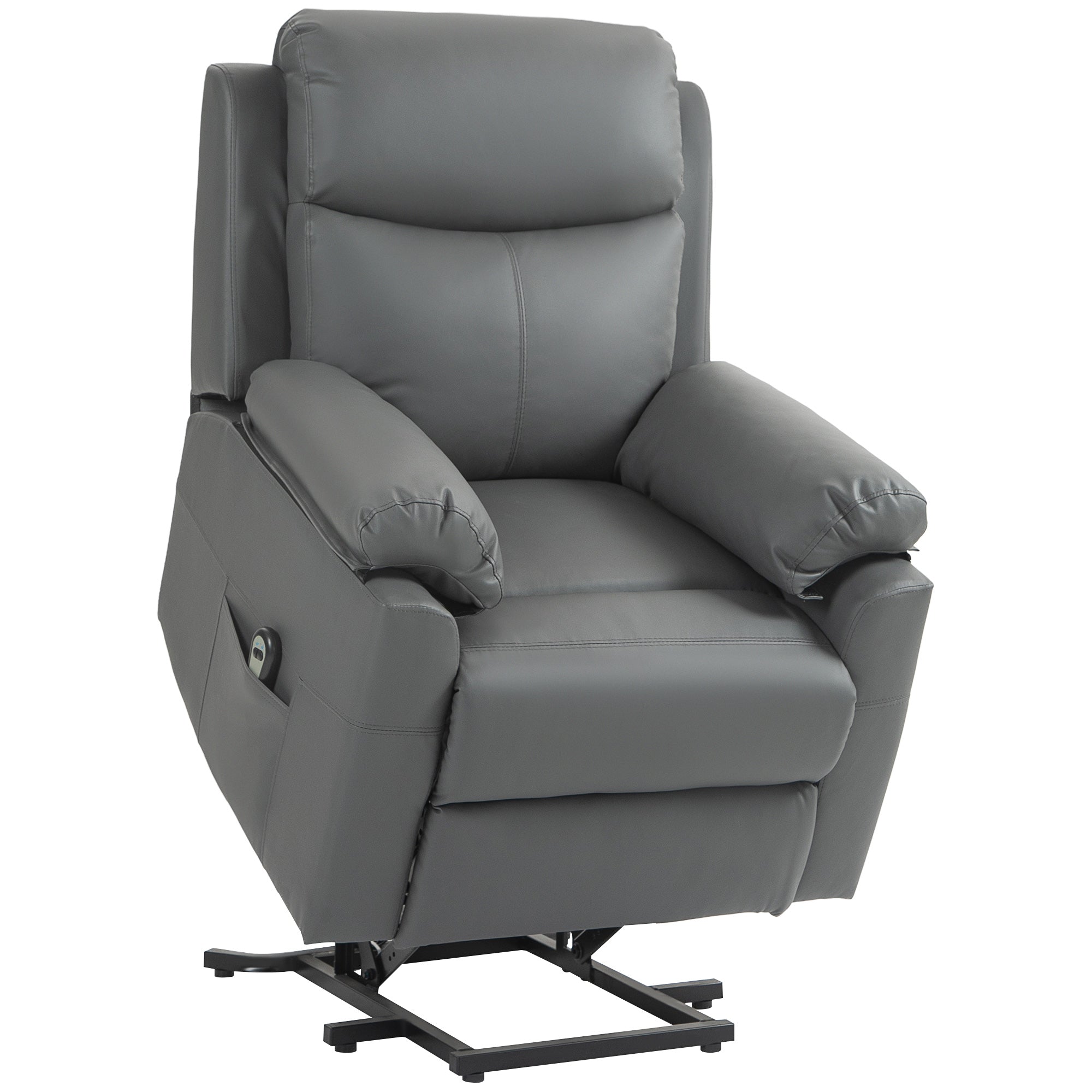 Electric Riser Recliner Chair with 70° Recline, Faux Leather Charcoal Grey