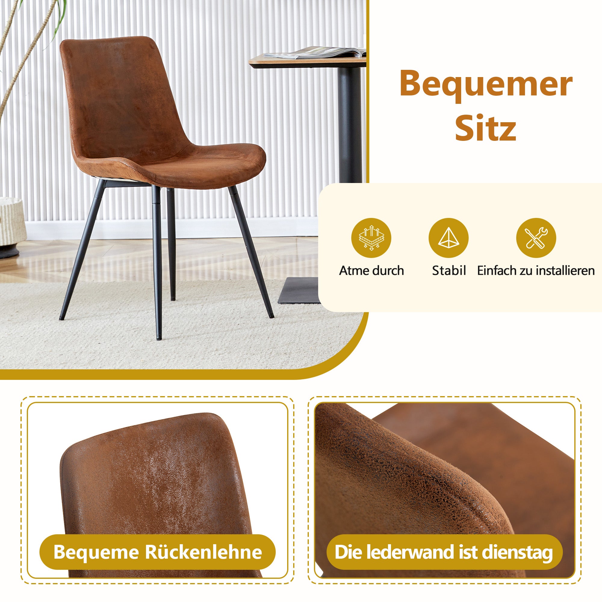 Dining Table Set, 160 cm Rectangular with Storage & 4 Chairs, Brown Tech-Fabric