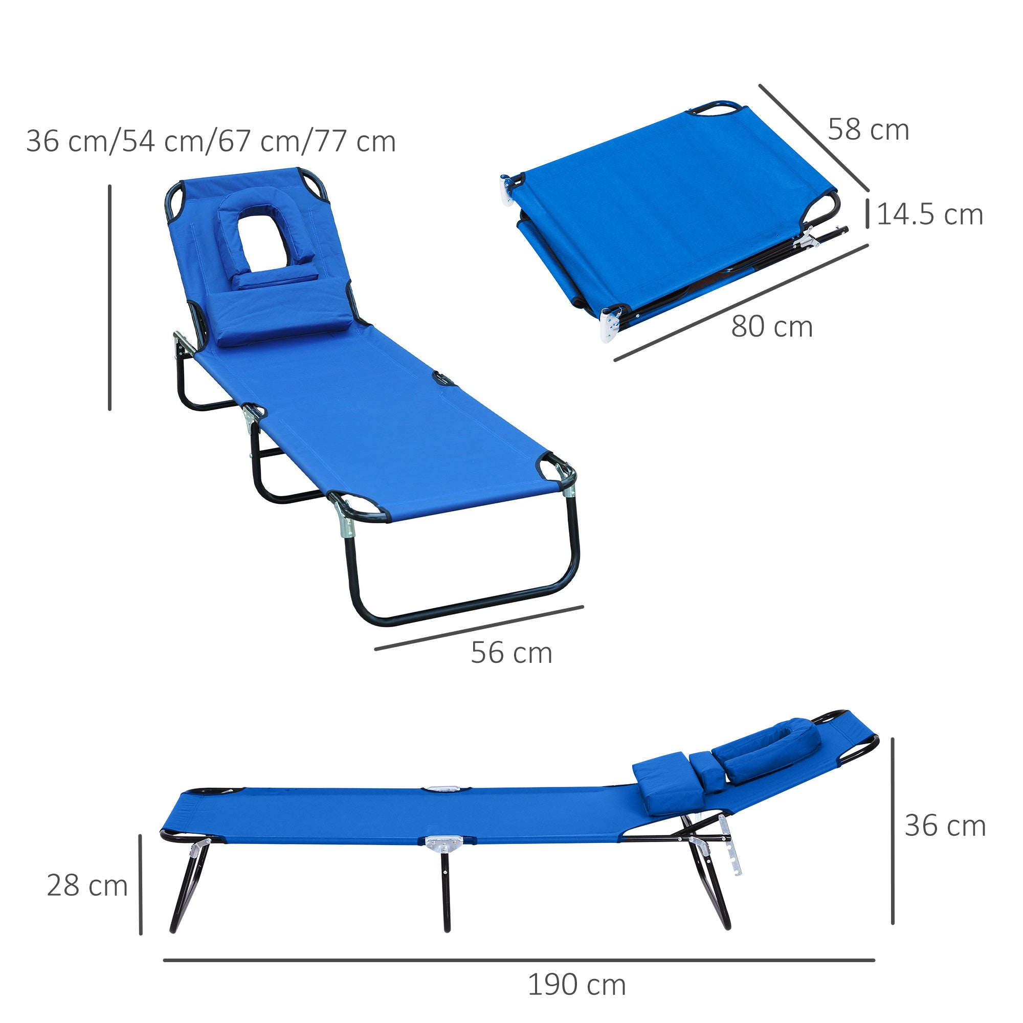 Sun Lounger Tripod with Reading Window, Face Opening, Blue