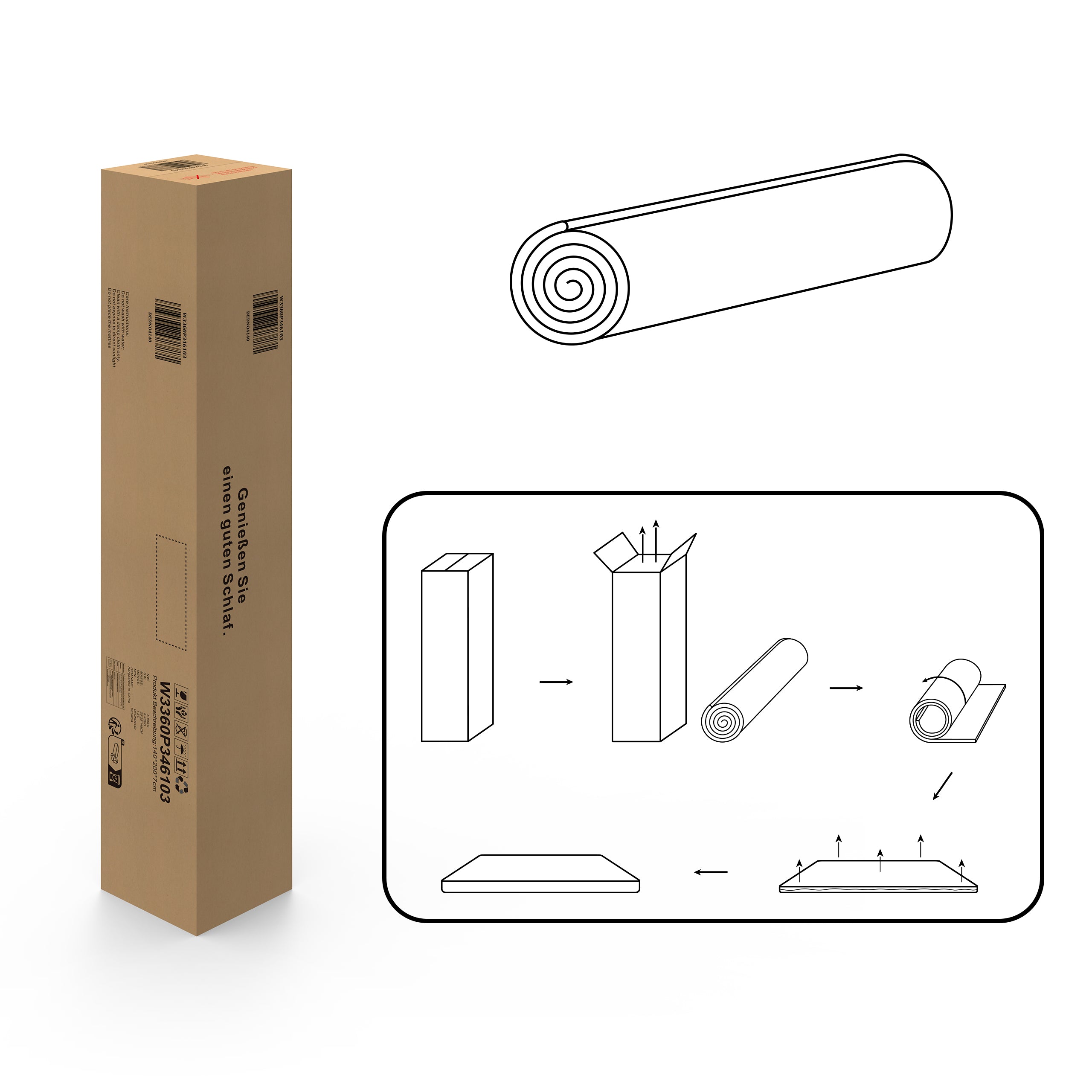 Mattress H3, Comfortable 7cm Medium Strength Seven Zone Embossed Foam