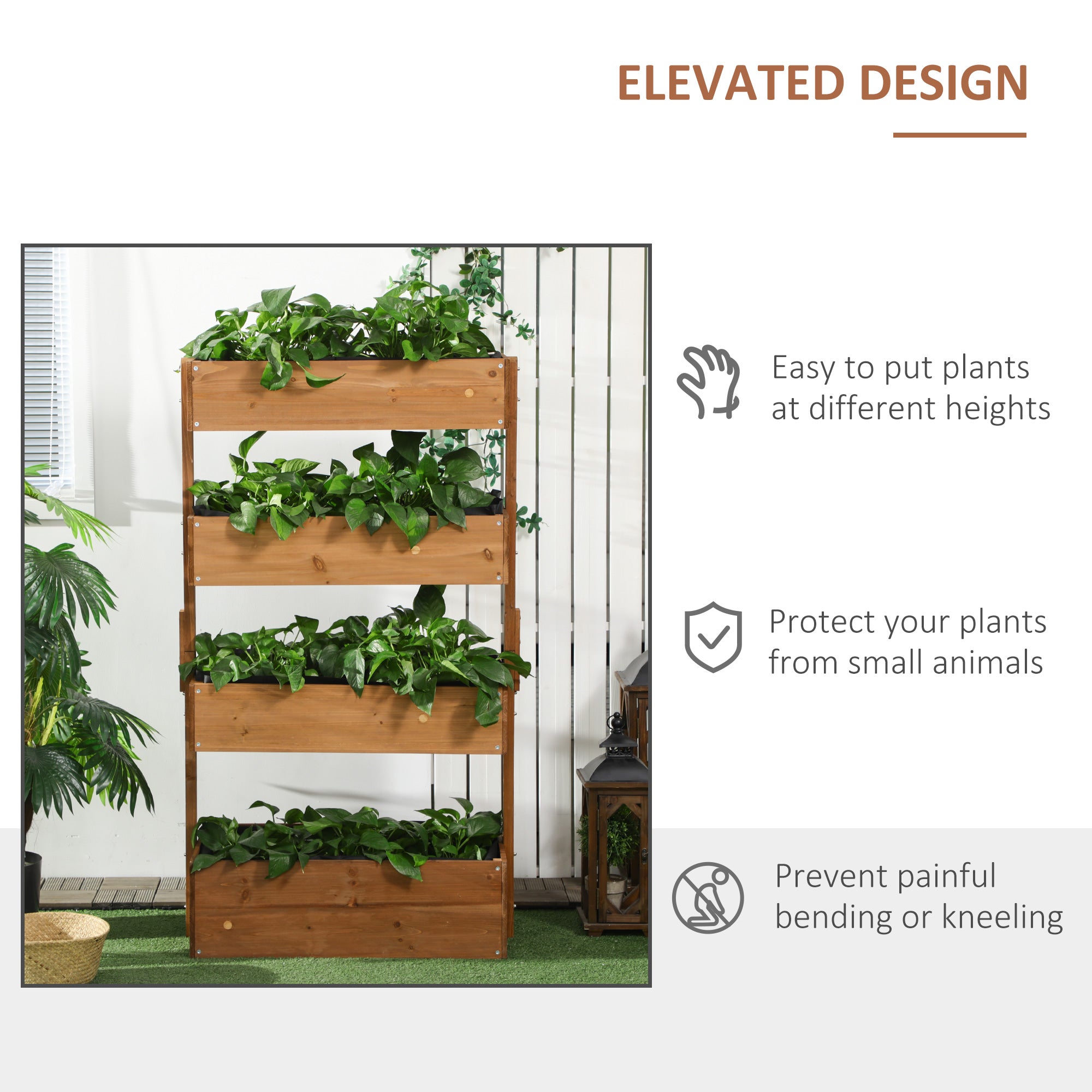 Four-Tier Basket Plant Stand - Wooden Orange