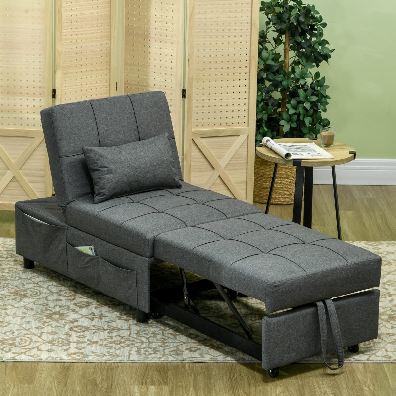 Convertible Chair Bed, 4-in-1 Sleeper Sofa Recliner, Grey