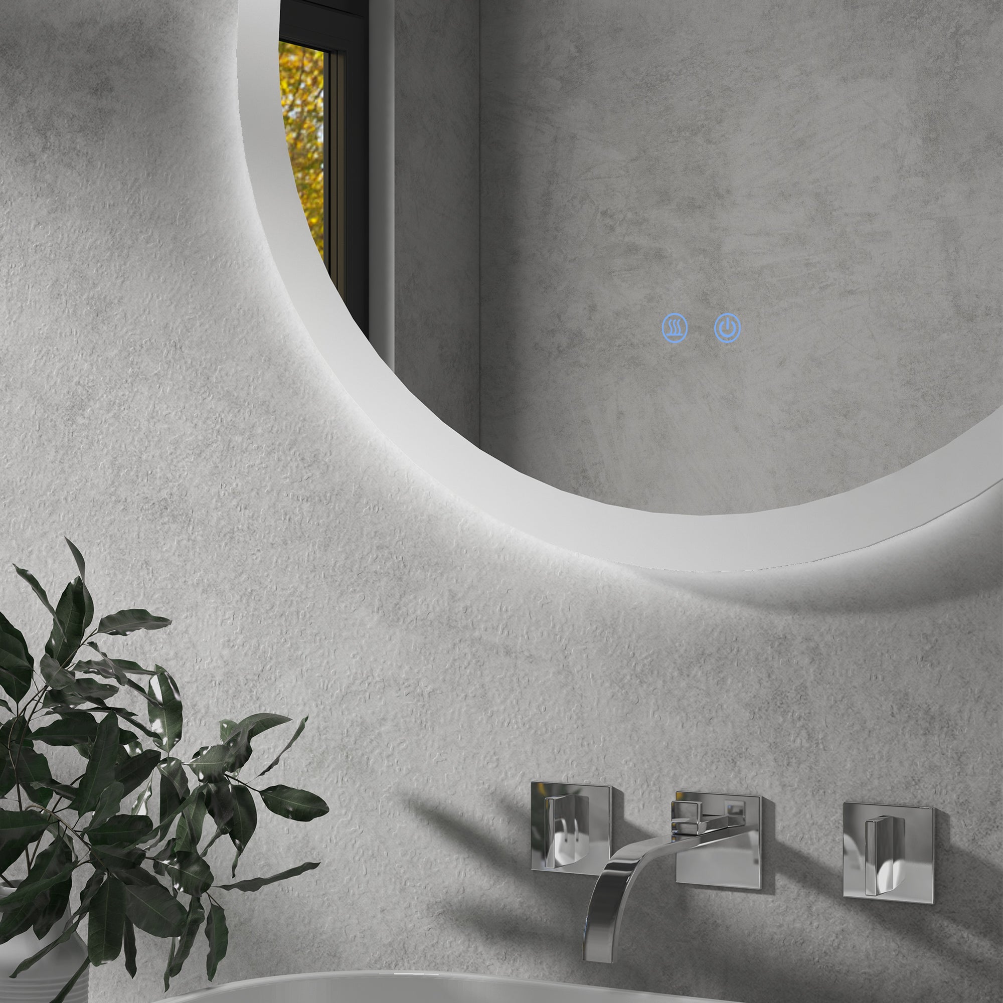 Illuminated Bathroom Mirror, Ø70 cm, 3 Light Colors, IP44, Anti-Fog, Wall Mirror
