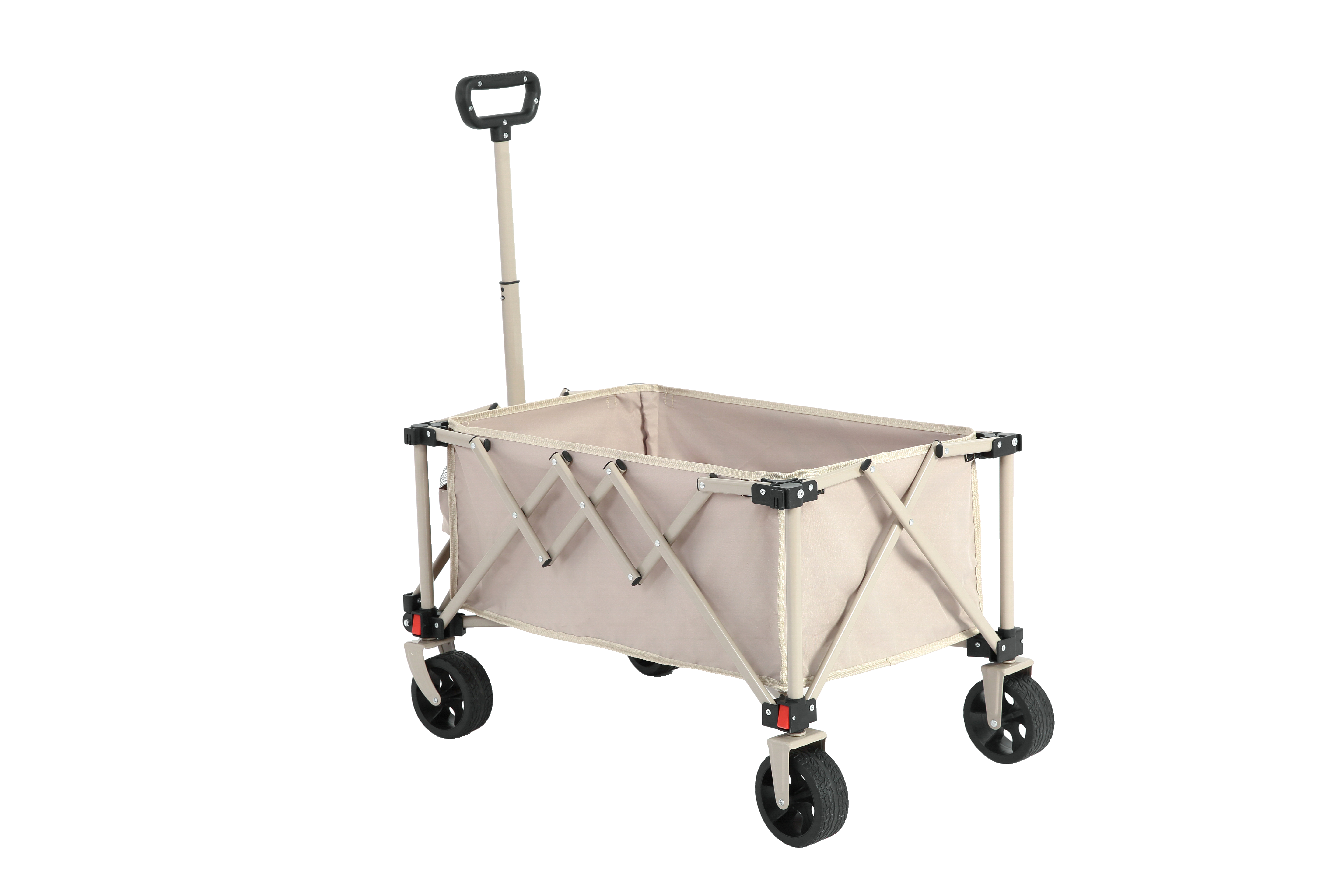 Folding Wagon Cart, All Terrain Wheels, Heavy Duty, Adjustable Handle, Beige