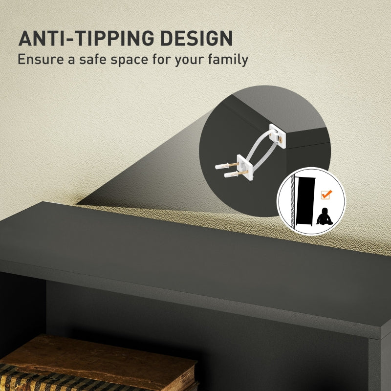 Six Shelf Bookcase, Adjustable Shelves Sturdy Particle Board, Black