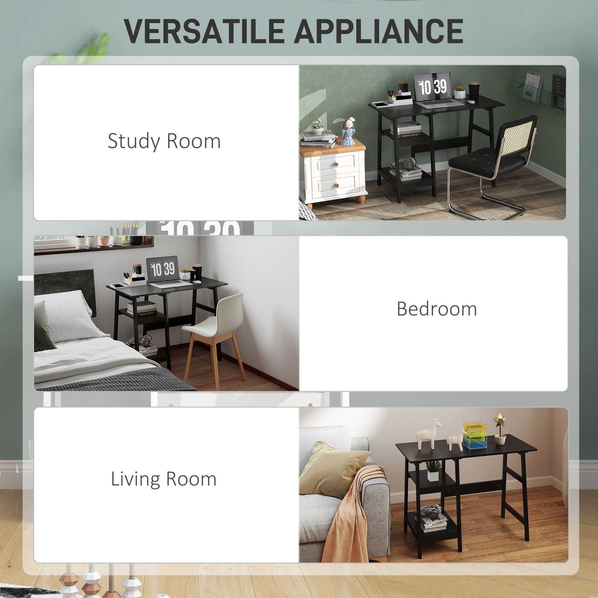 Compact Computer Desk with Storage Shelves and Bookshelf, Black