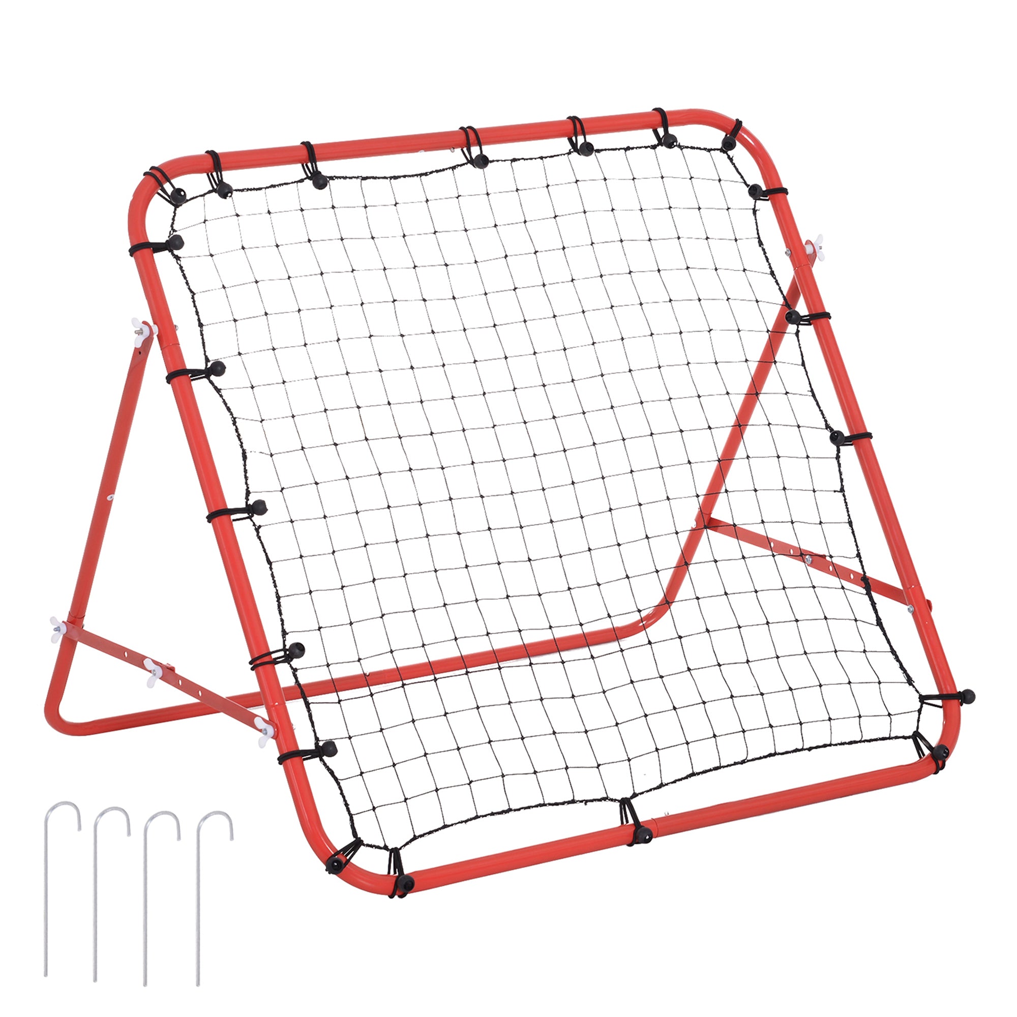 Football rebounder wall and net 96 x 80 x 96 cm adjustable angle red-black