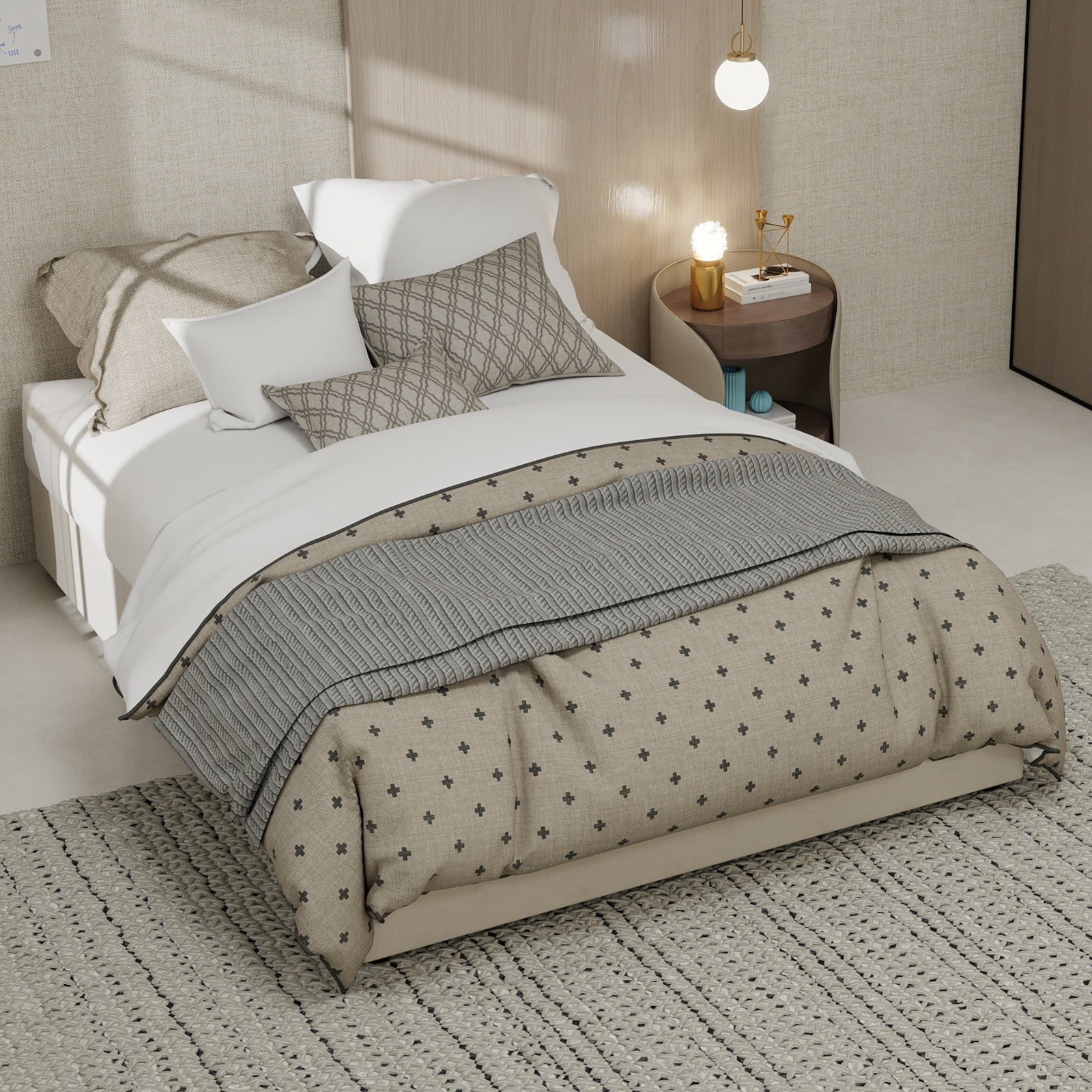 Bed Frame 140x200cm Gas Lift Pistons, Beige Dutch Velvet