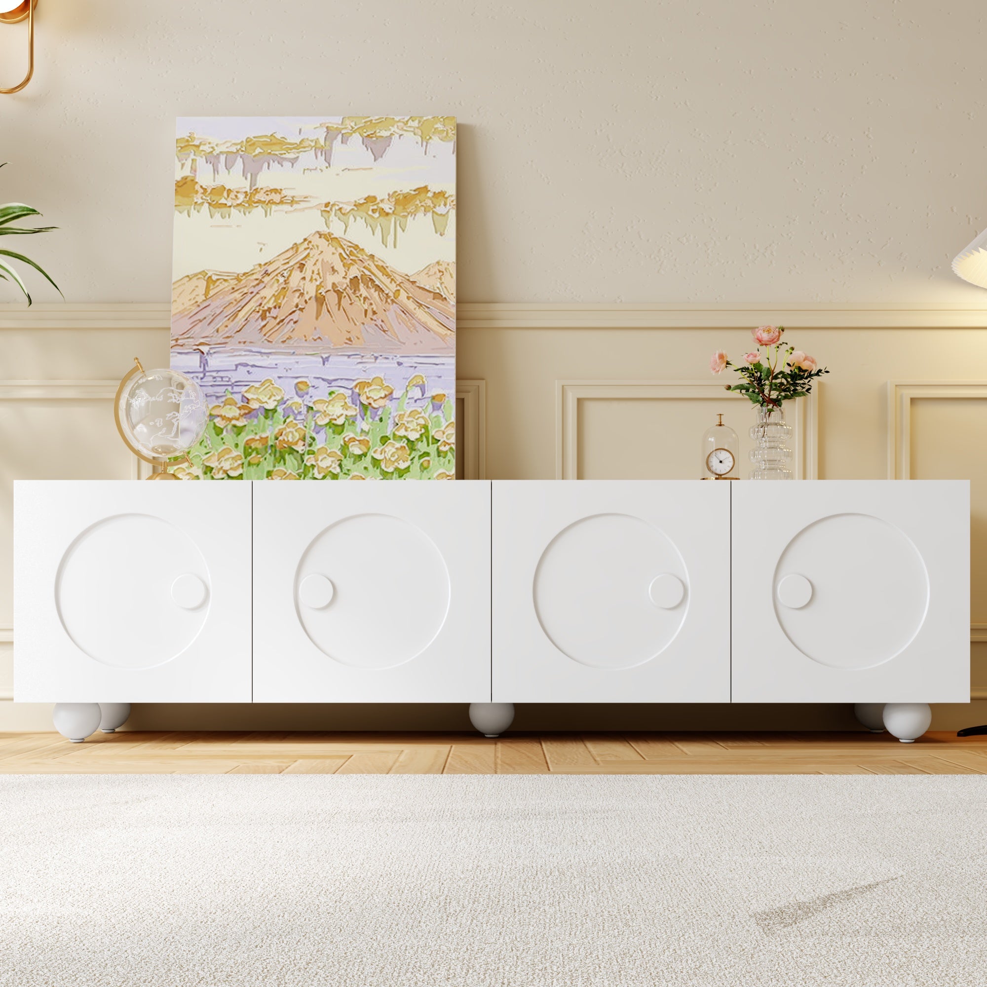 TV Cabinet Low Stand 180.5 x 38 x 50 cm, White