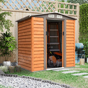 Metal Garden Shed with Ventilations, Sliding Door, Sloped Roof, Brown