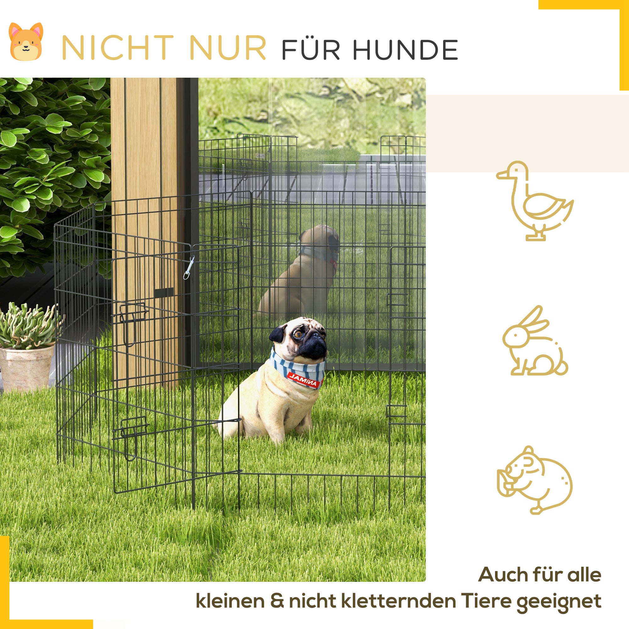 Puppy Playpen 8-Piece Set 76cm High Outdoor Enclosure, Metal Black