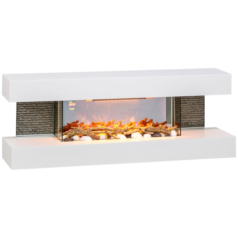 Electric Fireplace 47inch/120cm Wall Mounted Freestanding 2000W Remote Control, White