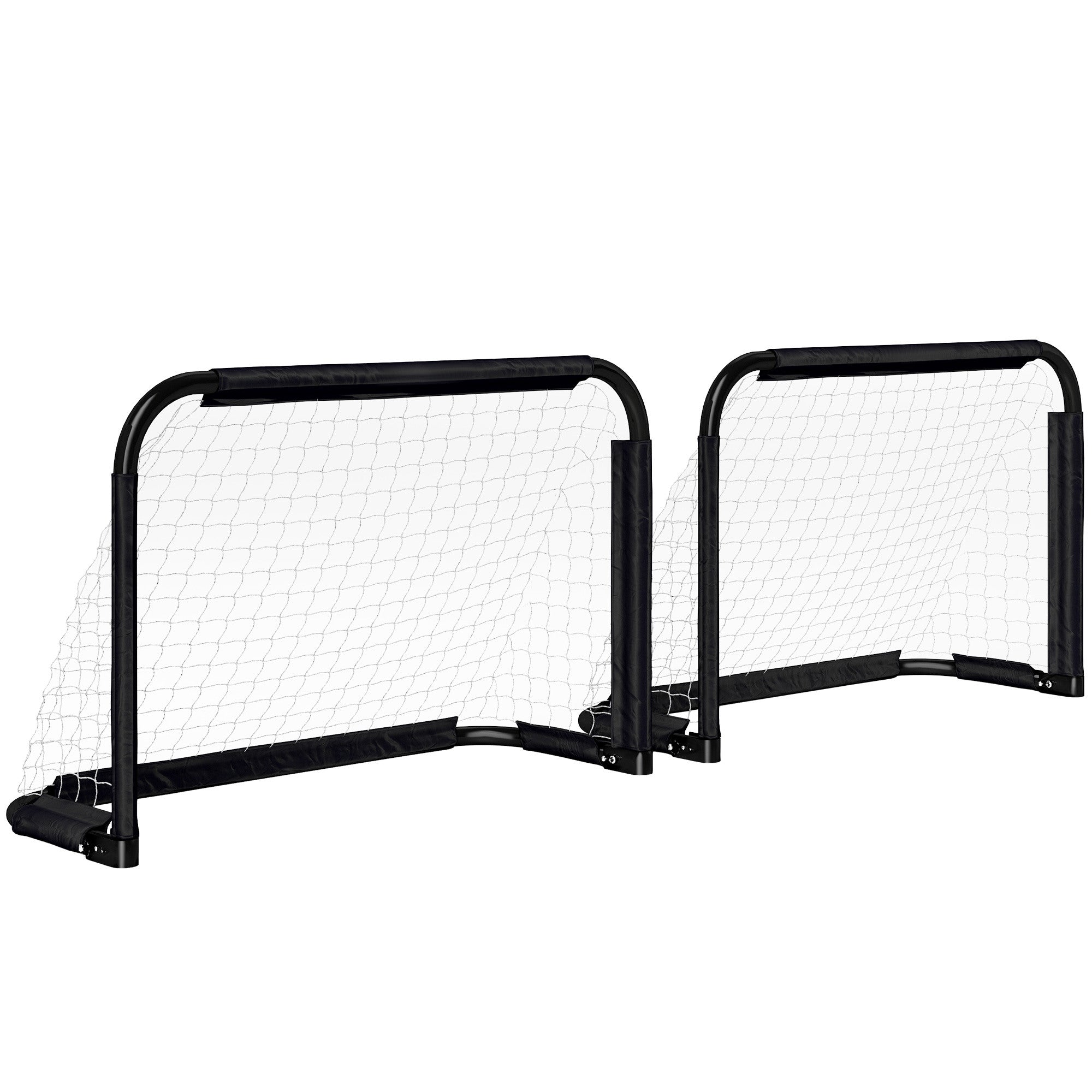 Football Goal Set of 2, Foldable with Metal Frame, Black