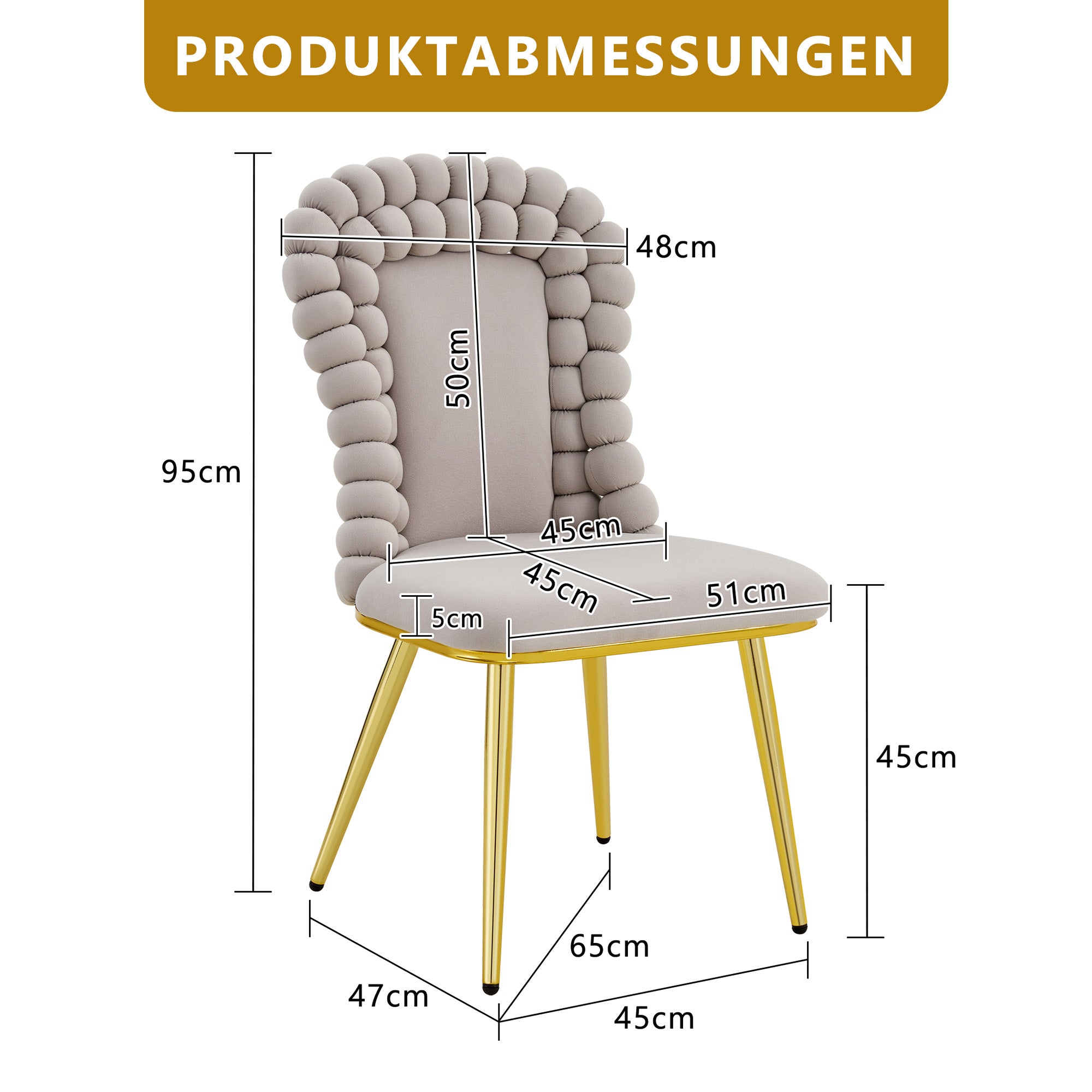 Dining Chairs Set of 2 Ball Chain Backrest Gold-Plated Legs Light Gray Velvet