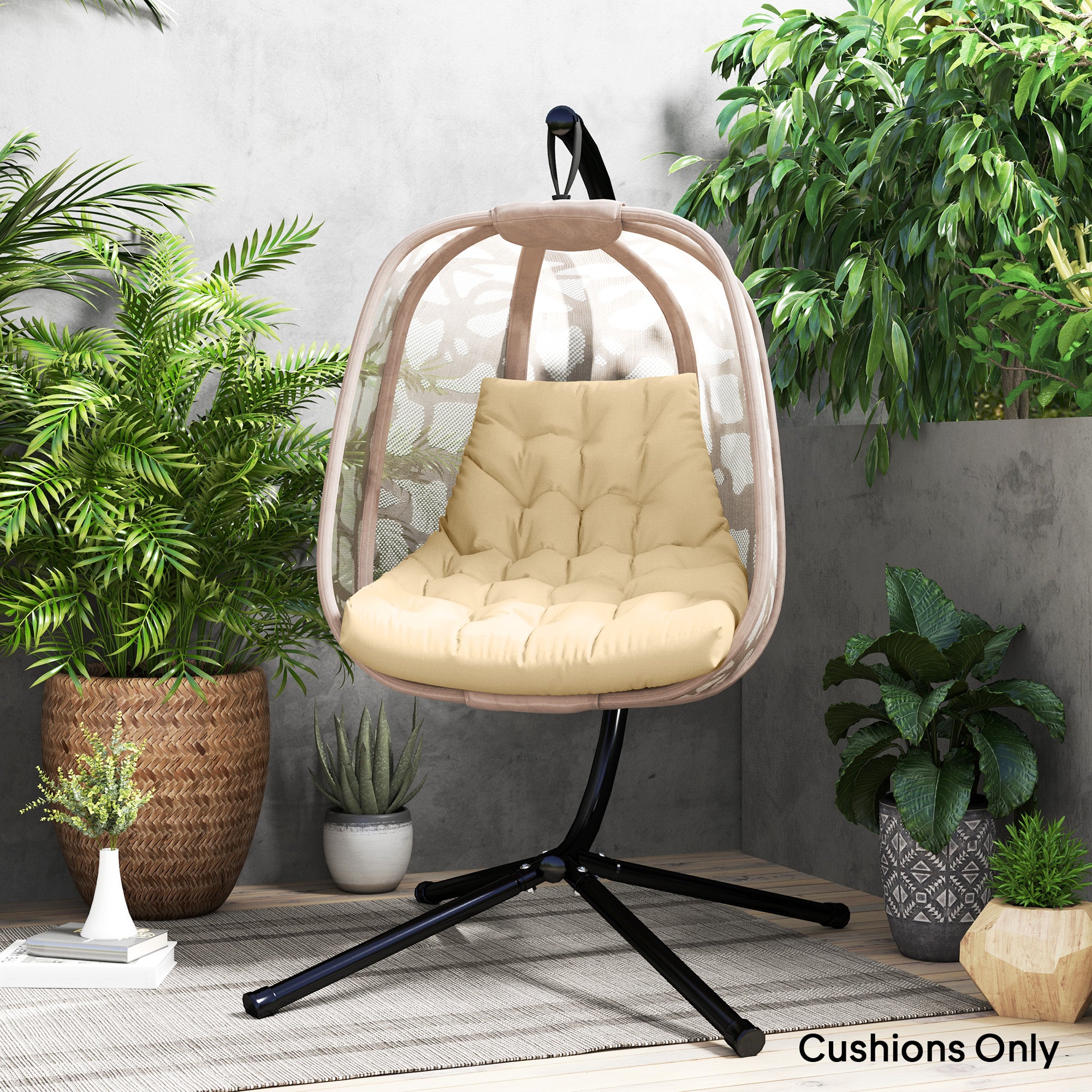 Seat Cushion 120x100 cm with Backrest Water-Repellent Beige