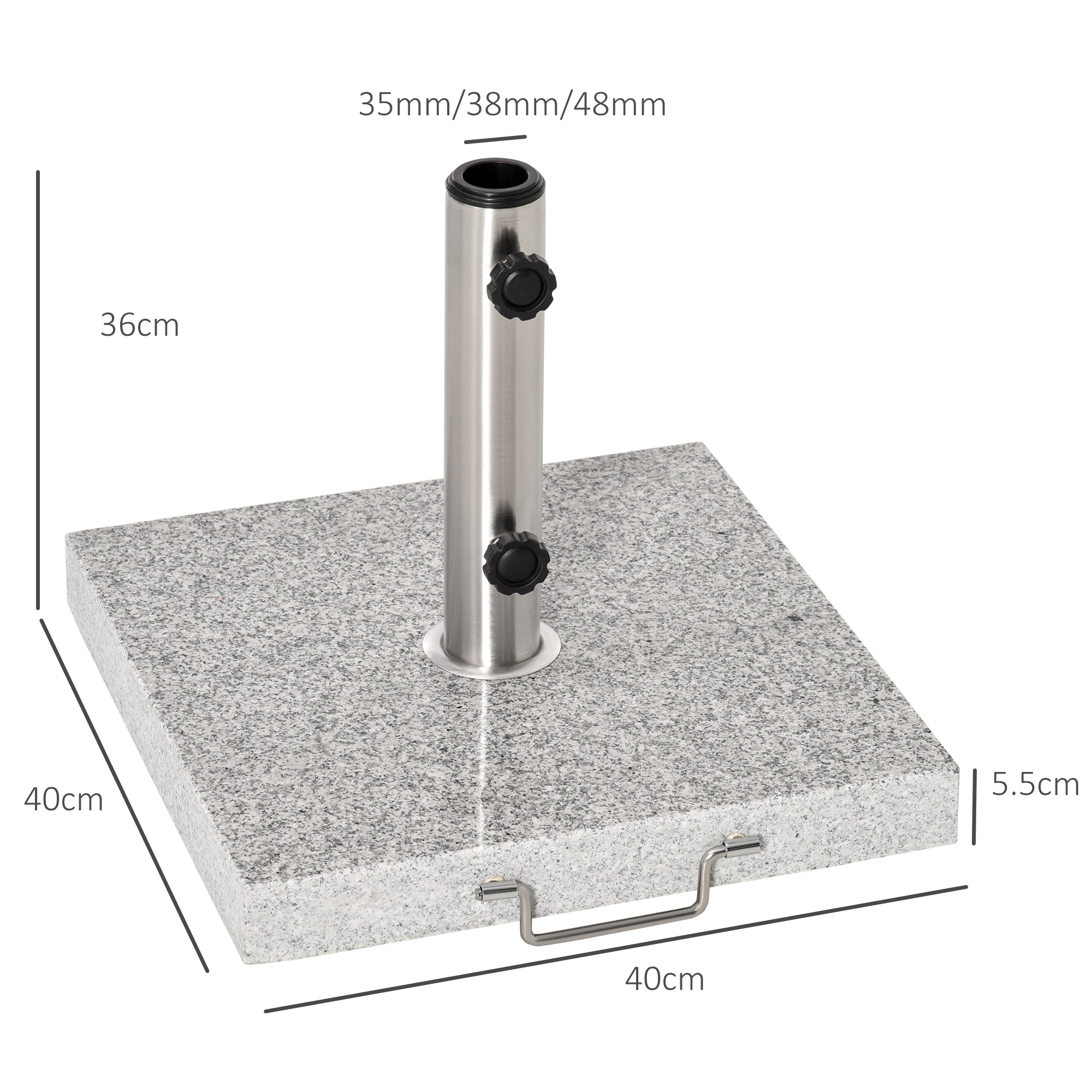 Mobile Parasol Stand, Stable Base 28kg, Marble/Stainless Steel