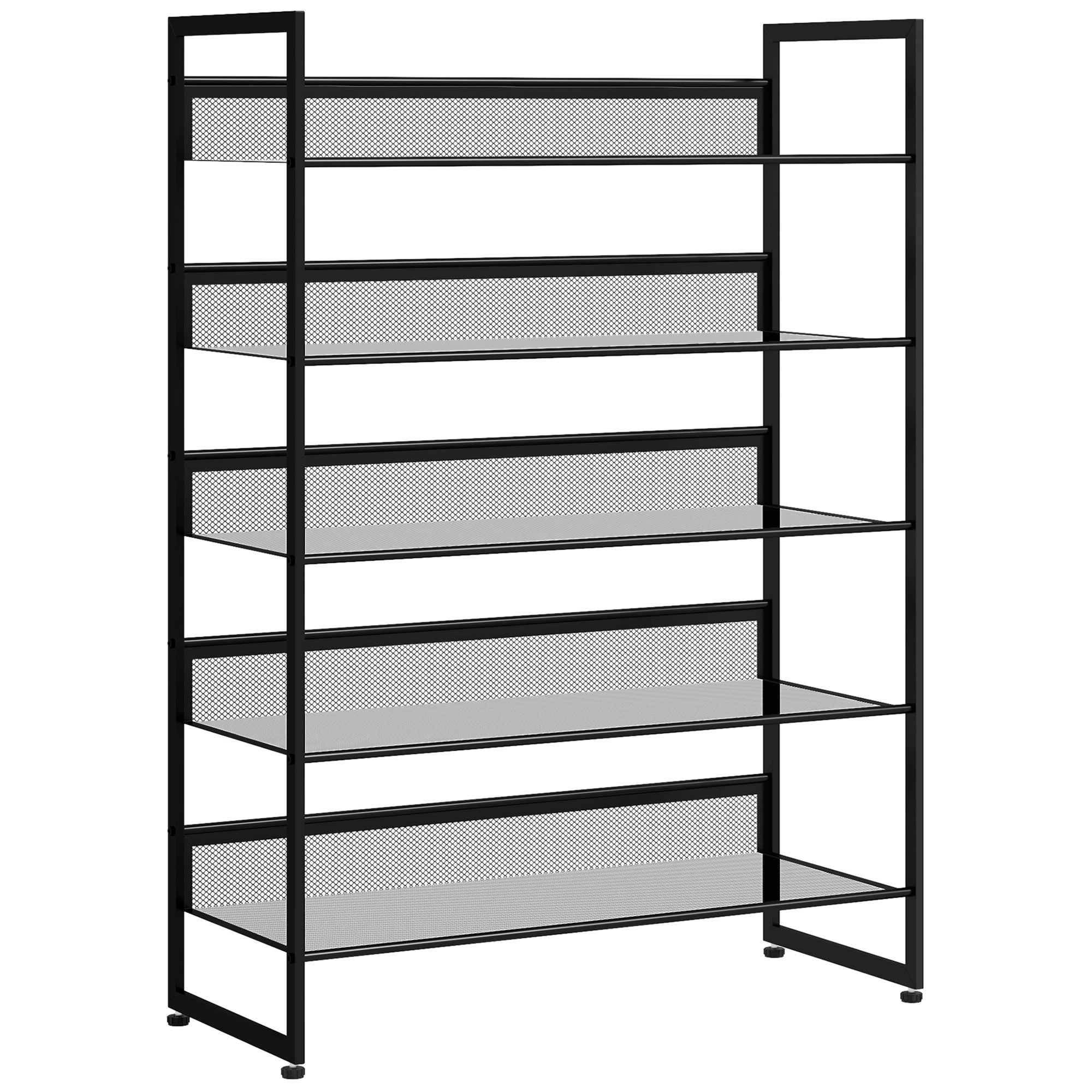 Small Shoe Rack, Tall Narrow 5-Shelf, Black