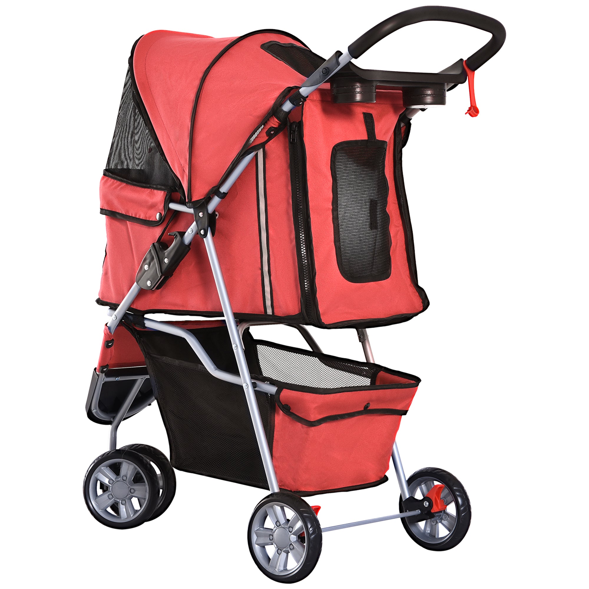 Dog Stroller, Lightweight & Foldable, Red