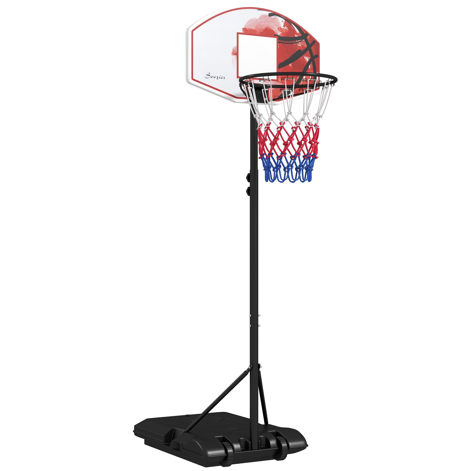SPORTNOW Basketball Hoop with Stand, 179-209cm Height Adjustable with Wheels, Outdoor, Steel, Multicolored