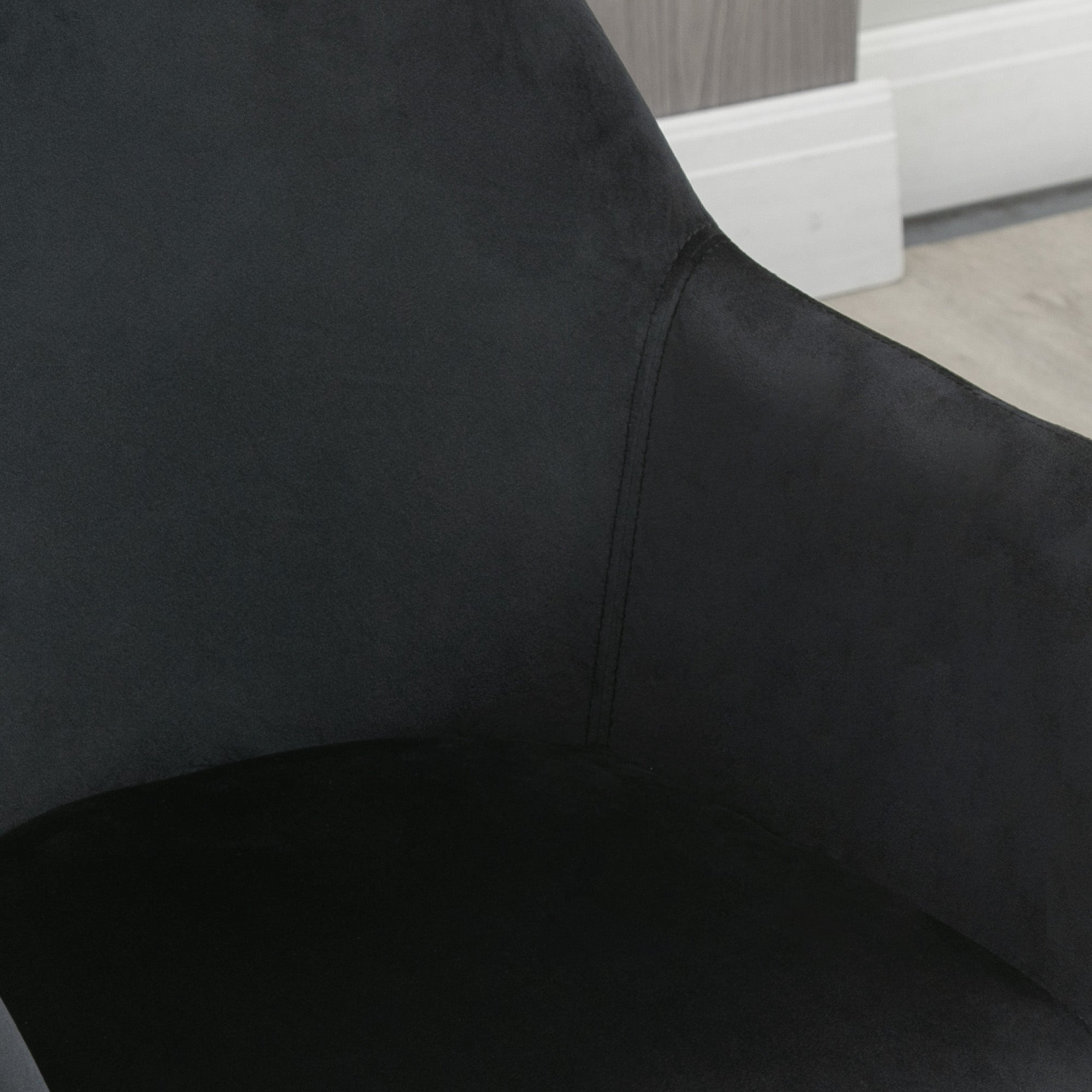 Kitchen Chairs, Set of 2 Ergonomic with Armrests, Polyester Wood, Black