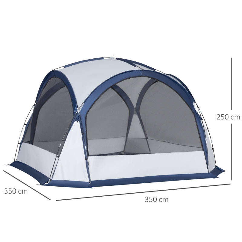 Dome Tent, 6-8 Person Camping with 4 Mesh Doors Oxford Cloth, White and Blue