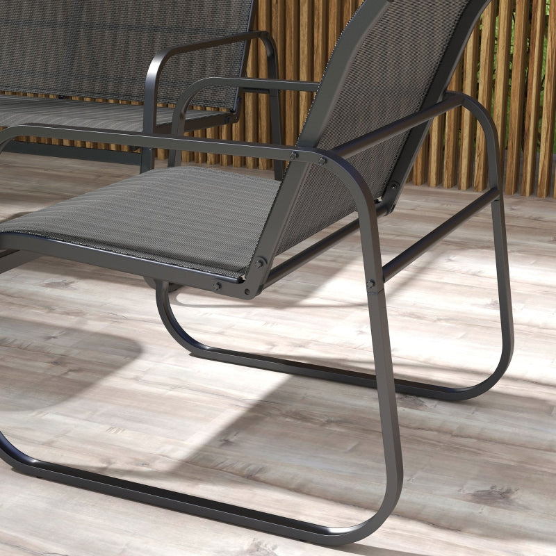 Garden Furniture Set, 4-Piece with Two-Seater, 2 Chairs & Coffee Table, Black Mesh